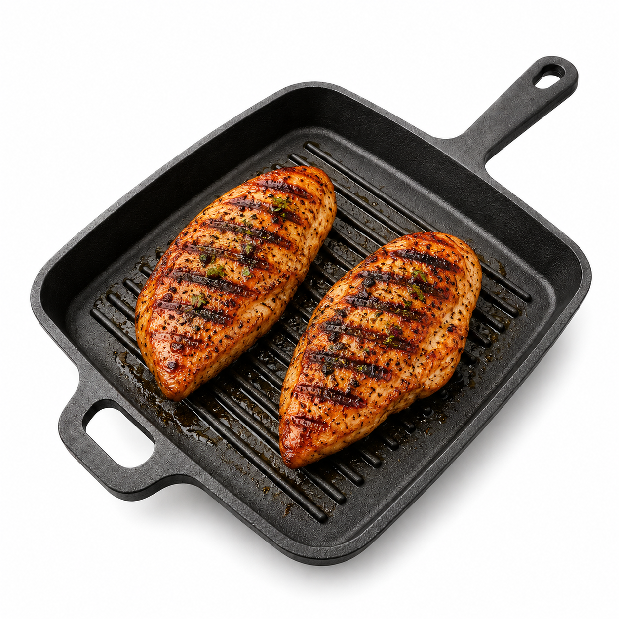Mithlife Cast Iron Grill Pan Long Handle | Pre-Seasoned Heavy Duty Grill Pan for Chicken, Fish & BBQ