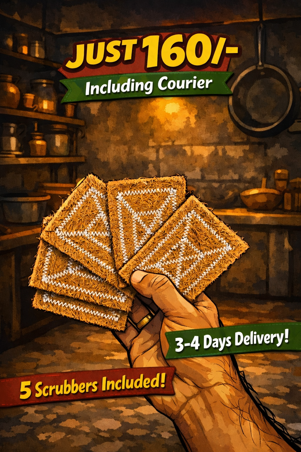 Coir scrubber made from coconut fiber 100% natural