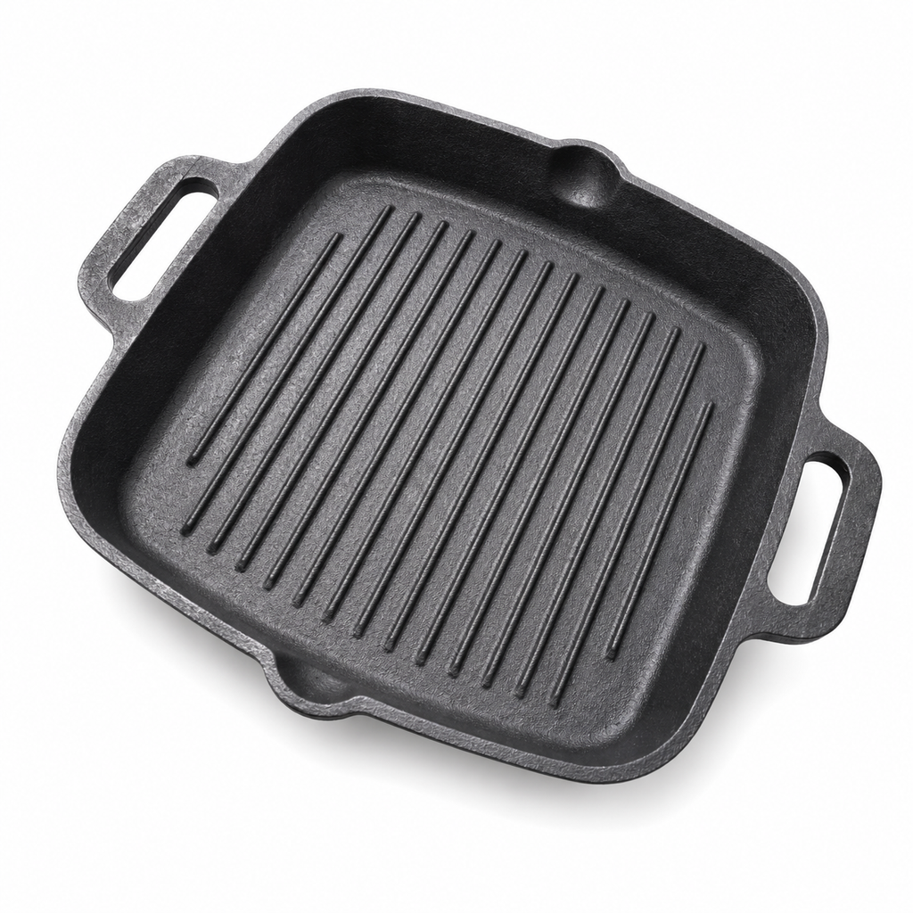 Mithlife Cast Iron Grill Pan | Pre-Seasoned Heavy Duty Grill Pan for Chicken, Fish & BBQ