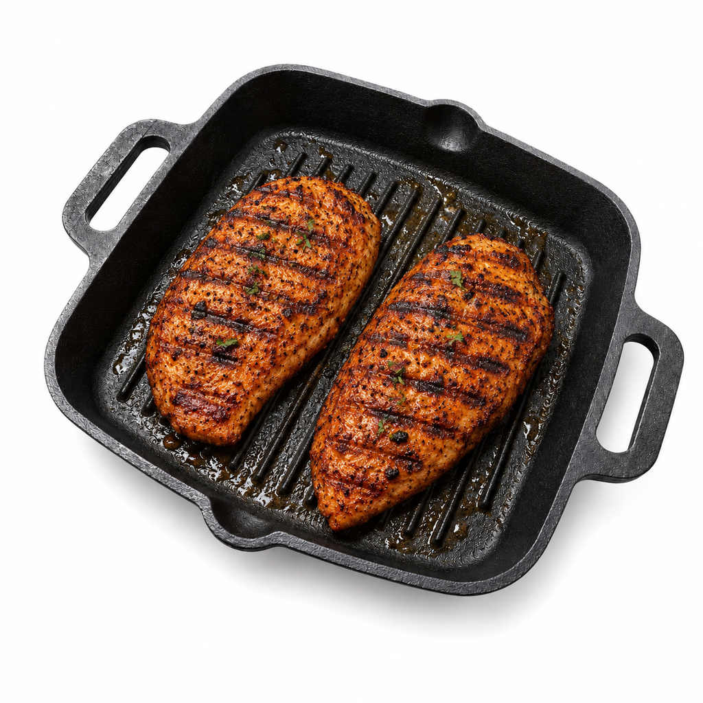 Mithlife Cast Iron Grill Pan | Pre-Seasoned Heavy Duty Grill Pan for Chicken, Fish & BBQ