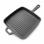 Mithlife Cast Iron Grill Pan Long Handle | Pre-Seasoned Heavy Duty Grill Pan for Chicken, Fish & BBQ