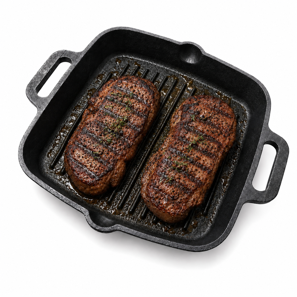Mithlife Cast Iron Grill Pan | Pre-Seasoned Heavy Duty Grill Pan for Chicken, Fish & BBQ
