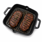 Mithlife Cast Iron Grill Pan | Pre-Seasoned Heavy Duty Grill Pan for Chicken, Fish & BBQ