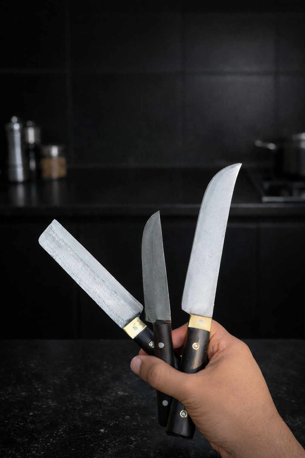 Mithlife Chopping Board + 3 Kitchen Knife Combo