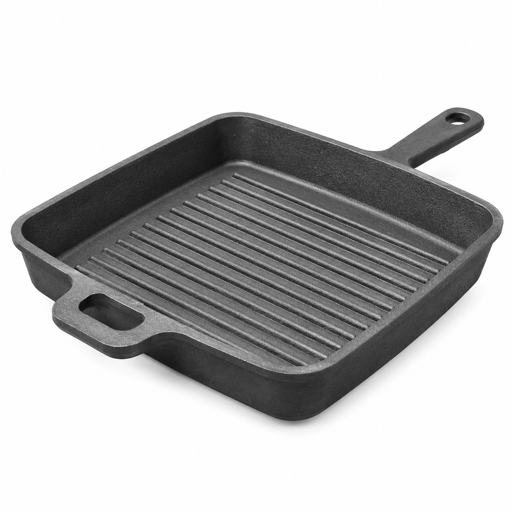 Mithlife Cast Iron Grill Pan Long Handle | Pre-Seasoned Heavy Duty Grill Pan for Chicken, Fish & BBQ