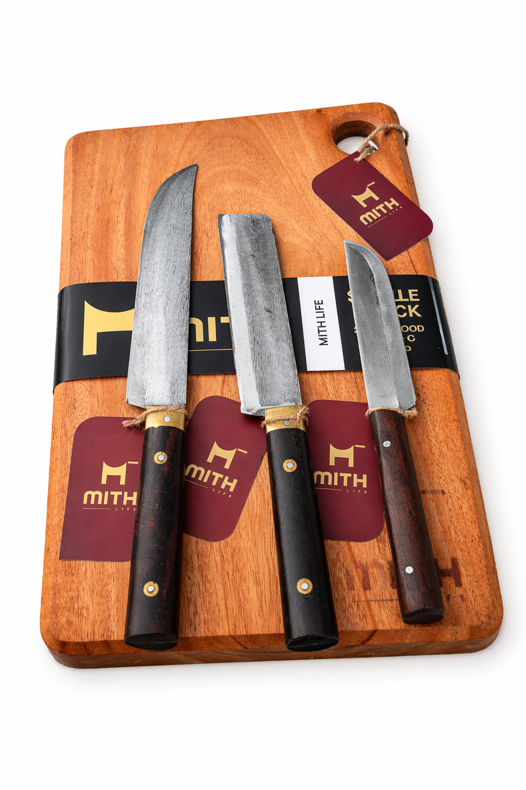 Mithlife Chopping Board + 3 Kitchen Knife Combo