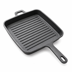 Mithlife Cast Iron Grill Pan Long Handle | Pre-Seasoned Heavy Duty Grill Pan for Chicken, Fish & BBQ