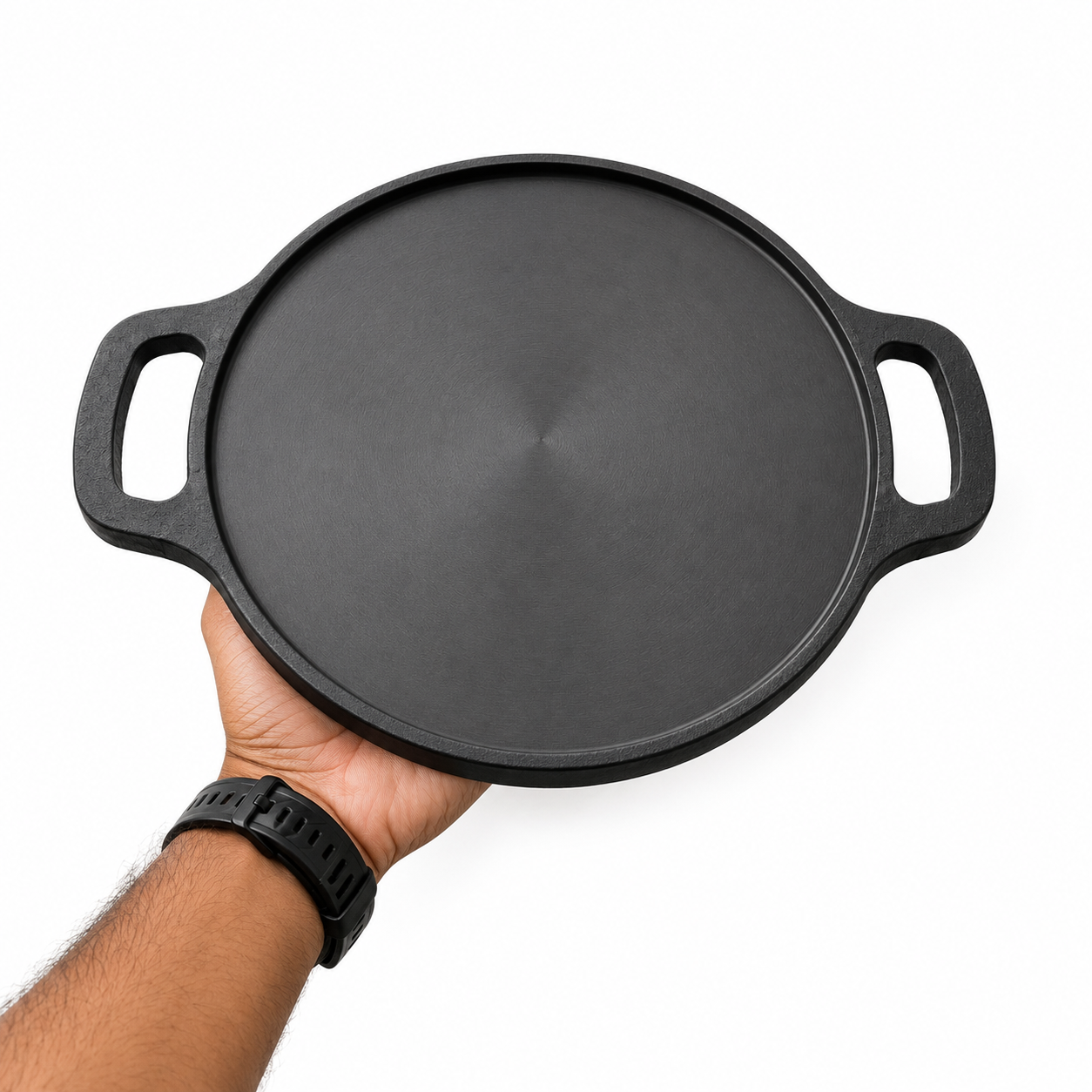 Mithlife 10 Inch Cast Iron Dosa Tawa with Double Handle | Pre-Seasoned | Naturally Non-Stick | Induction & Gas Compatible