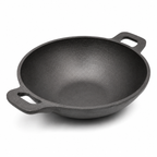 Mithlife 8-Inch Flat Bottom Cast Iron Kadai | Pre-Seasoned