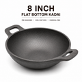 Mithlife 8-Inch Flat Bottom Cast Iron Kadai | Pre-Seasoned
