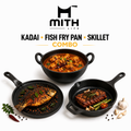 Mithlife 3-Piece Cast Iron Cookware Combo | 10 inchKadai, 11 inchSkillet & 10 inch Fish Fry Pan