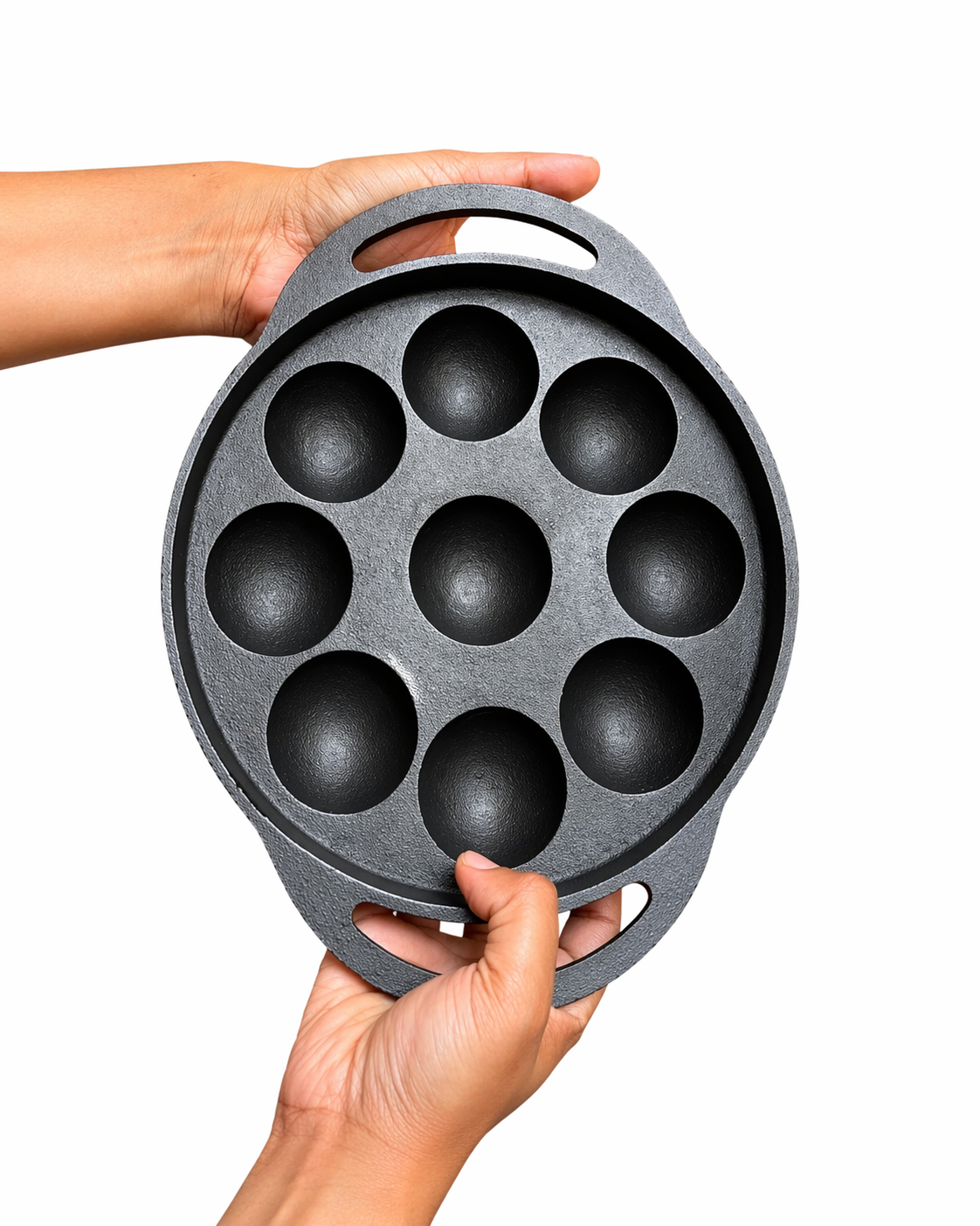 Mithlife Heavy Duty Pre-Seasoned Cast Iron Unniyappam/Kuzhi Paniyaram Pan – 9 Cavity