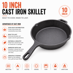 Mithlife Pre-Seasoned 10 Inch Cast Iron Skillet