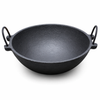 Mithlife Traditional Cast Iron Kadai – 11 Inch | Pre-Seasoned Heavy Duty Cookware