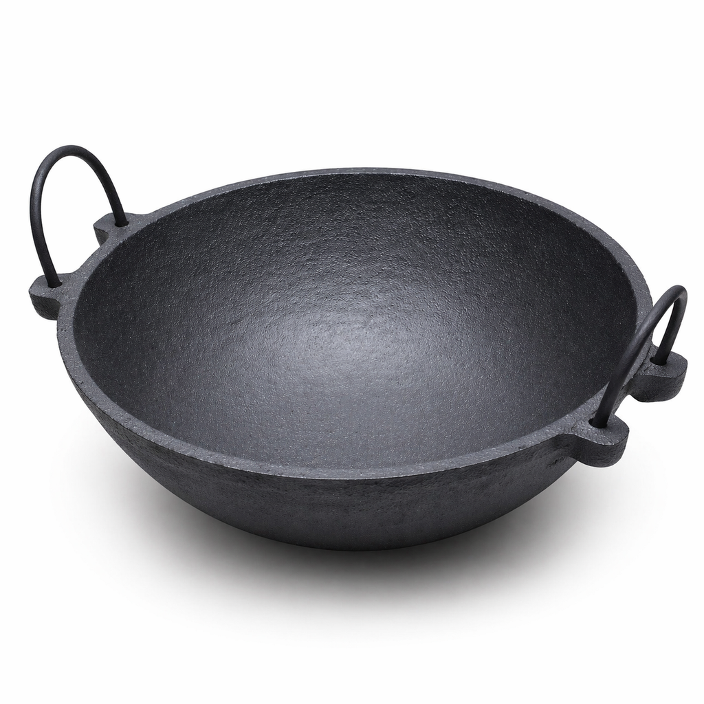 Mithlife Traditional Cast Iron Kadai – 11 Inch | Pre-Seasoned Heavy Duty Cookware
