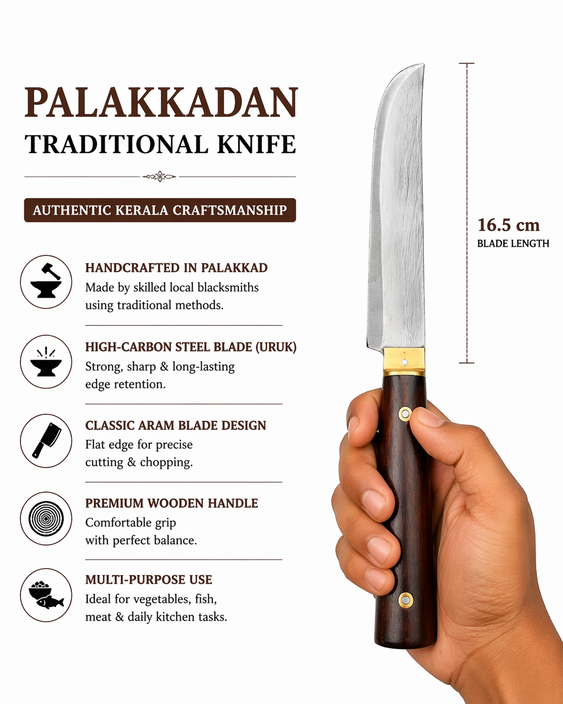 Traditional Kerala Kitchen knife 3 piece combo