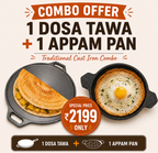 Premium Cast Iron Cookware Combo – Dosa Tawa 12 inch” + Appam Pan 8inch”pre seasoned
