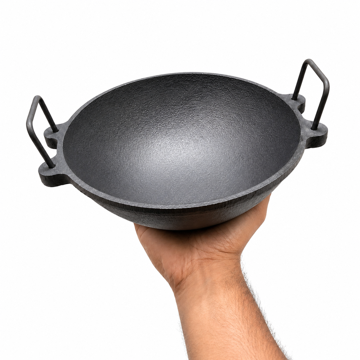 MITHLIFE 9 Inch Traditional Cast Iron Kadai – Pre-Seasoned Pure Cast Iron Cookware