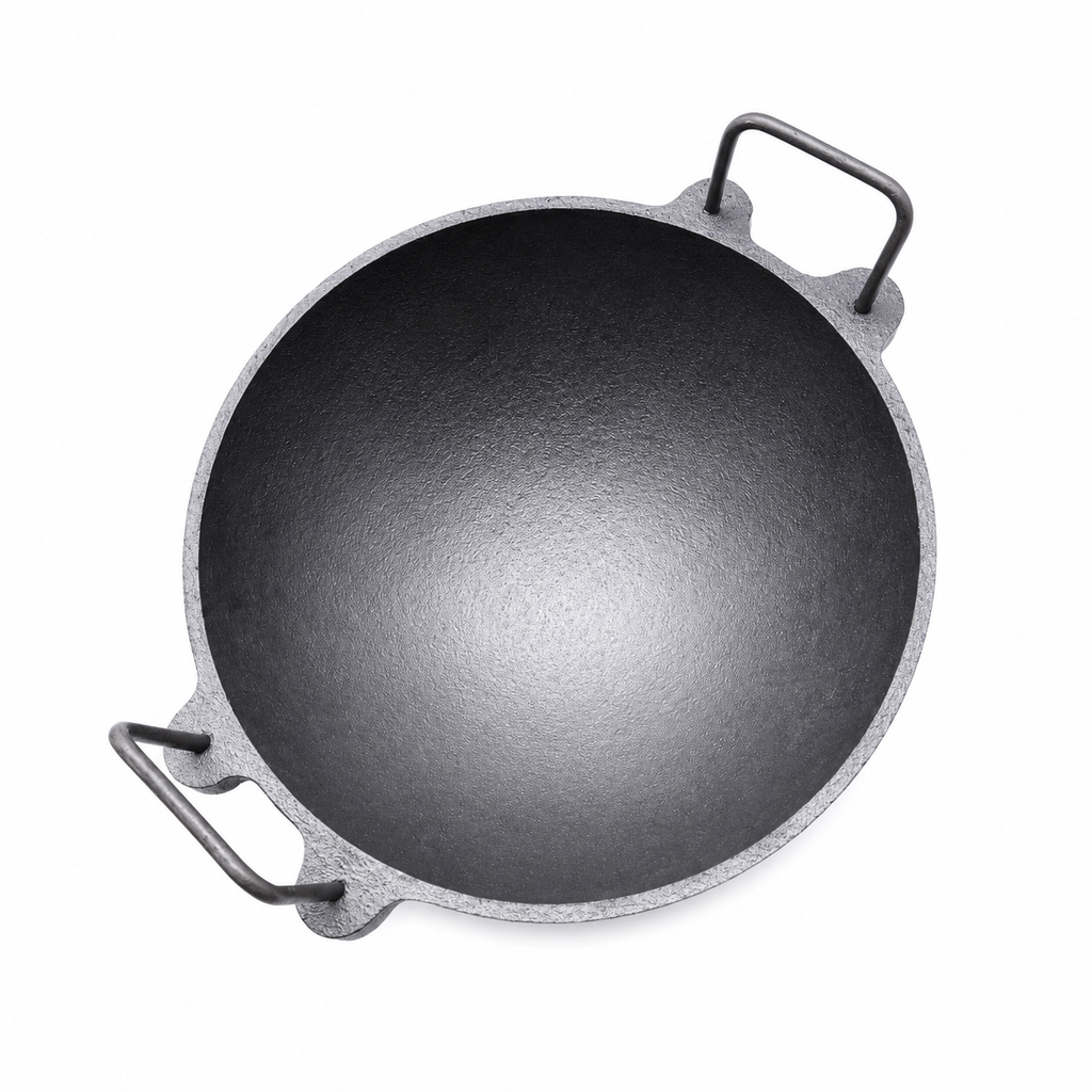 MITHLIFE 9 Inch Traditional Cast Iron Kadai – Pre-Seasoned Pure Cast Iron Cookware