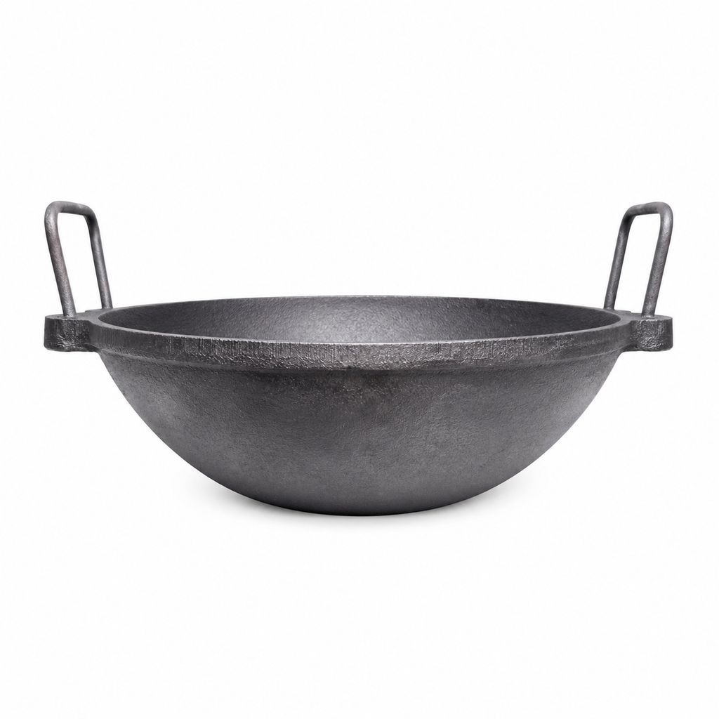 MITHLIFE 9 Inch Traditional Cast Iron Kadai – Pre-Seasoned Pure Cast Iron Cookware