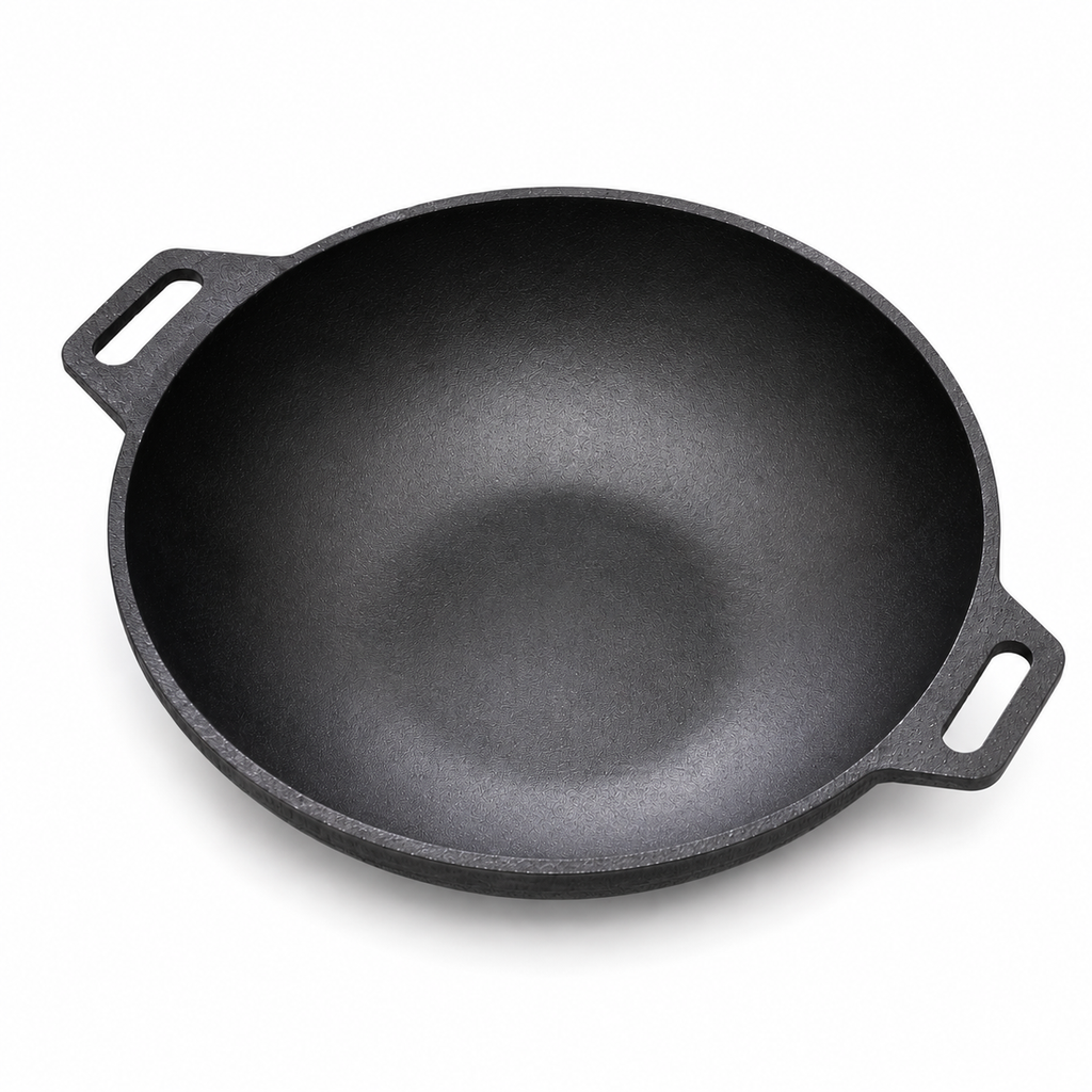 Mithlife 12 inch pre seasoned Castiron kadai flat bottom
