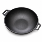 Mithlife 12 inch pre seasoned Castiron kadai flat bottom