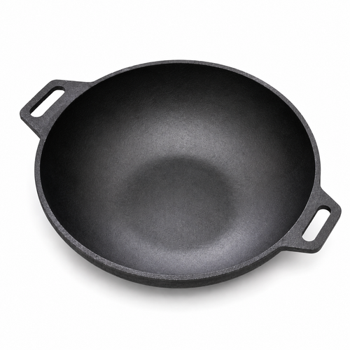 Mithlife 12 inch pre seasoned Castiron kadai flat bottom